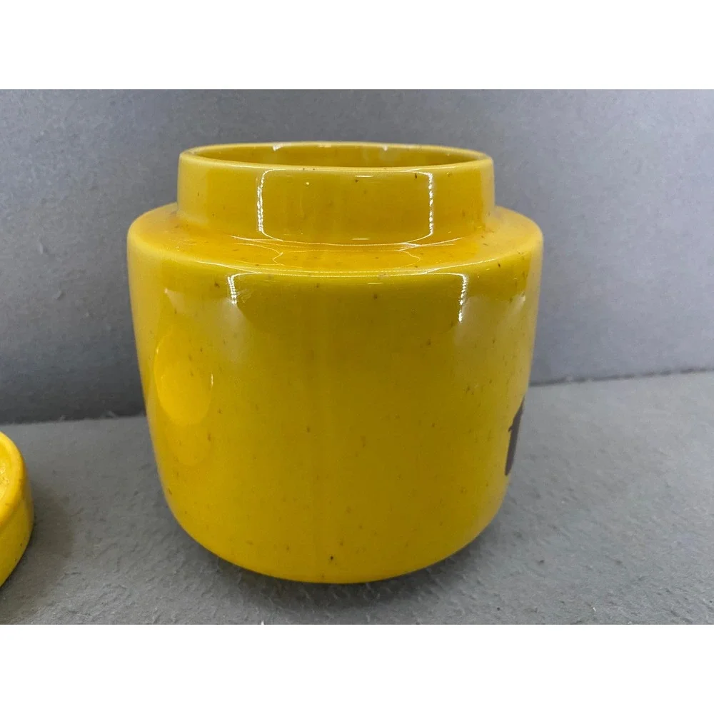 McCoy Yellow Speckled Ceramic TEA Canister Lid Mid-Mod Style Storage Jar